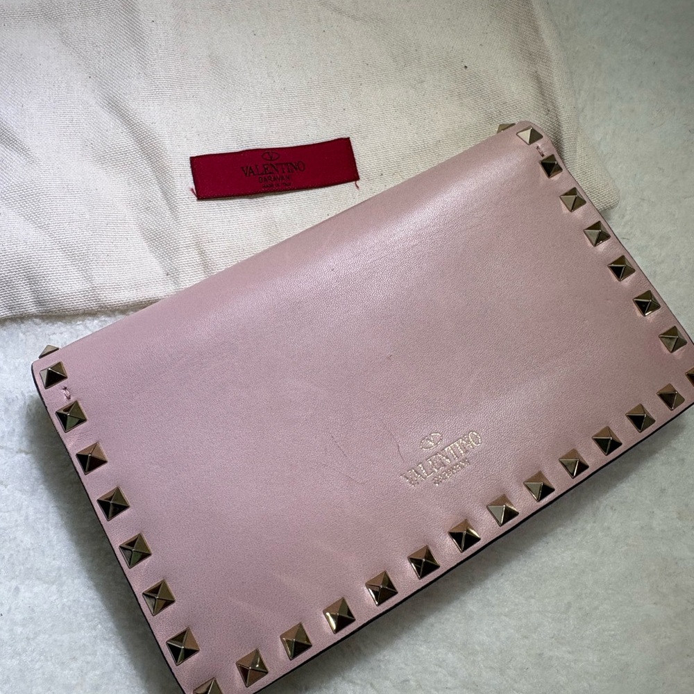 Valentino Blush Pink Rockstud Leather Clutch - Picture 7 of 16